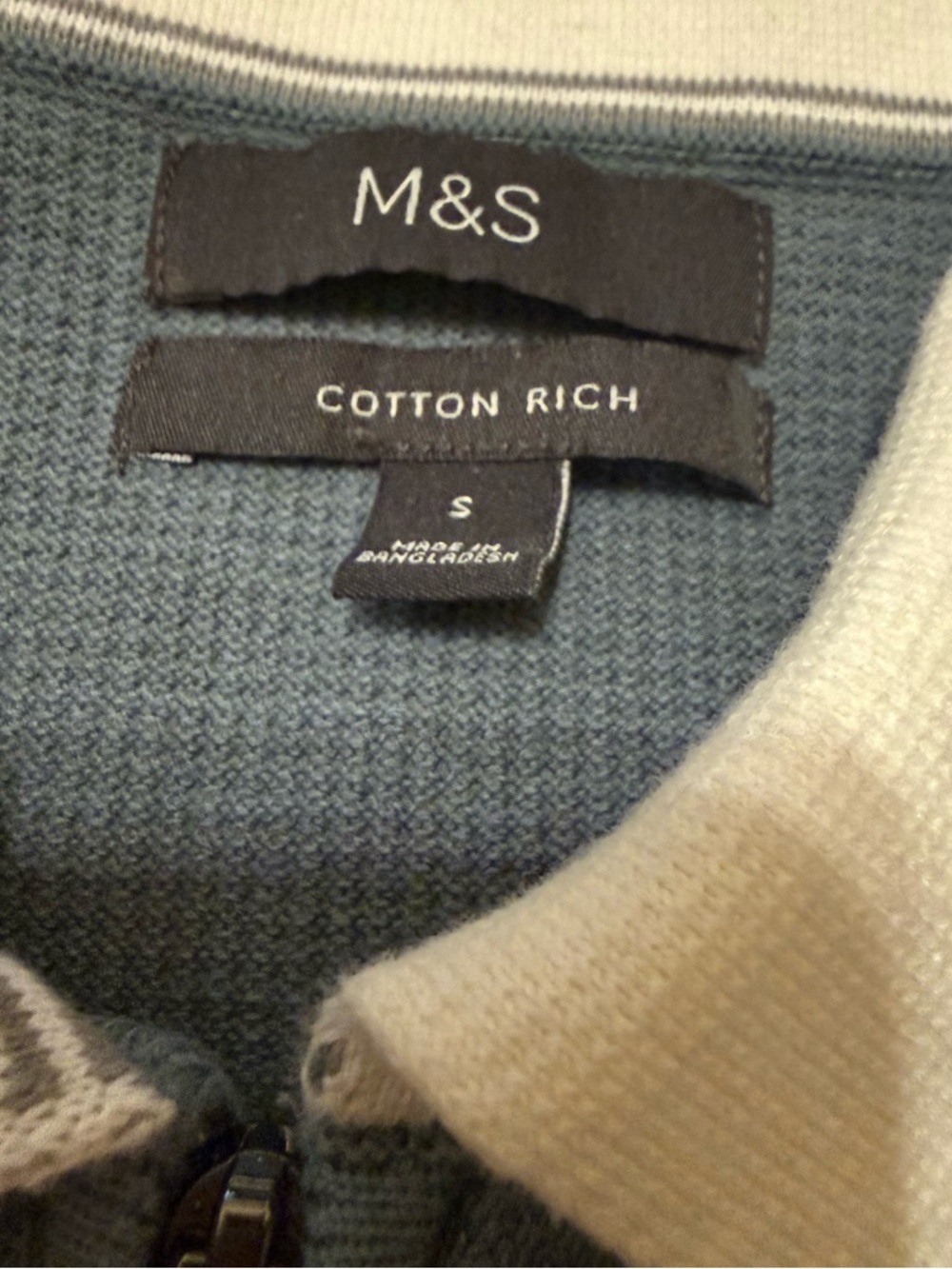 M&S Mens Cotton Polo Knit Shirt with Contrast Collar size Small - Picture 5 of 5